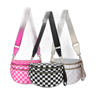 Riñonera de Viaje para Mujer de Nylon - Bolso Cruzado Espacioso a Cuadros Blanco y Negro