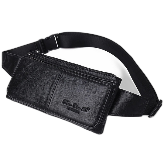 Riñonera de Cuero Genuino para Hombre - Bolso Bandolera de Viaje Elegante