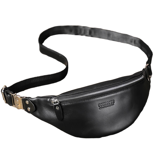 Riñonera de Viaje para Hombre de Cuero Genuino - Bolsa Multifuncional 3 en 1 para Cintura, Pecho y Banda