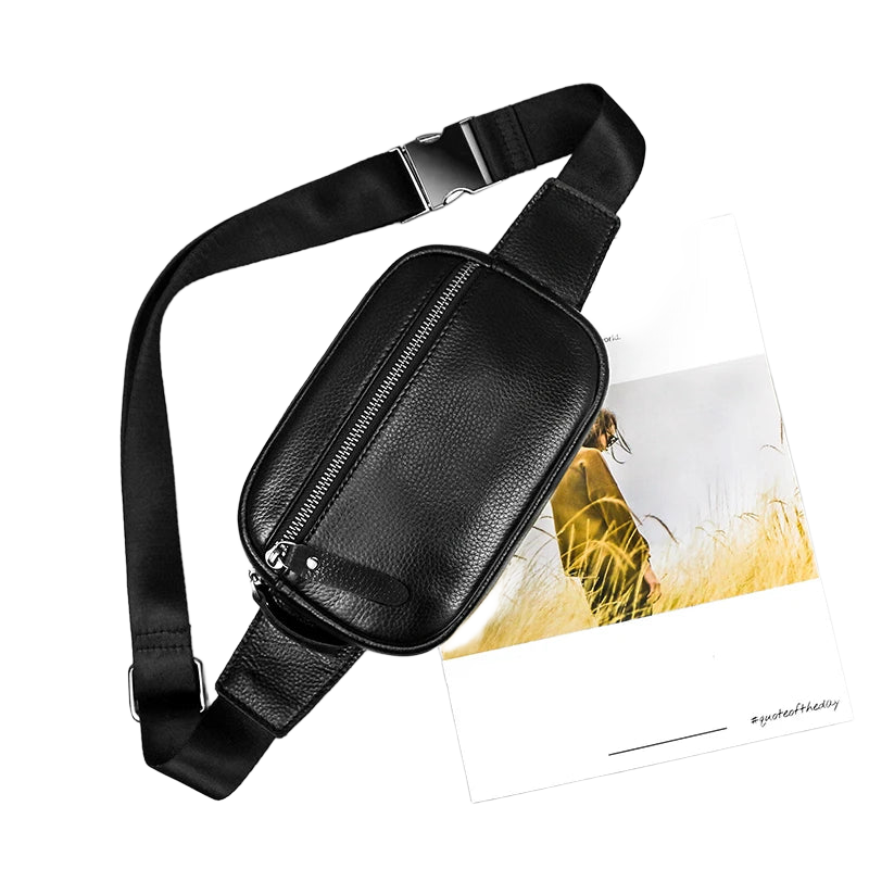 Riñonera Deportiva de Cuero Genuino Multifuncional para Hombre y Mujer