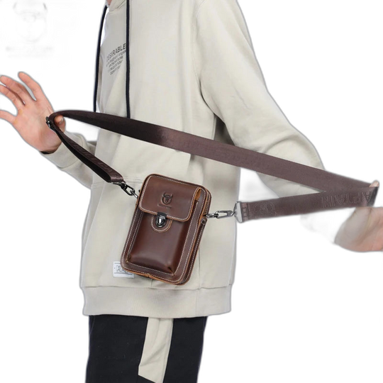 Riñonera de Cuero para Hombre - Bolso Multifuncional de Pecho, Hombro y Cintura