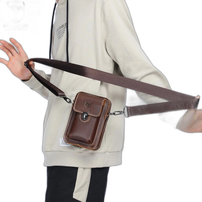 Riñonera de Cuero para Hombre - Bolso Multifuncional de Pecho, Hombro y Cintura