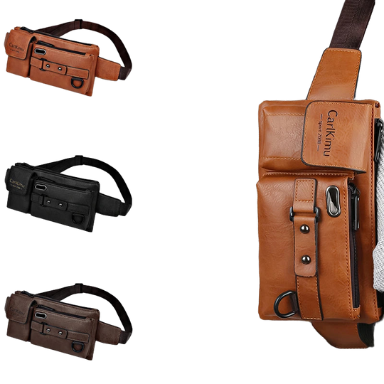 Riñonera de Viaje para Hombre de PU - Bolso Bandolera Elegante y Moderno