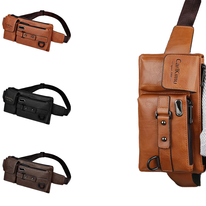 Riñonera de Viaje para Hombre de PU - Bolso Bandolera Elegante y Moderno