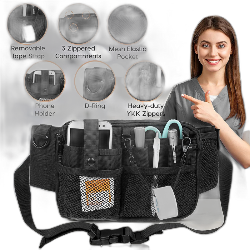 Riñonera Deportiva Multifuncional de Nylon - Organizador de Trabajo para Enfermera