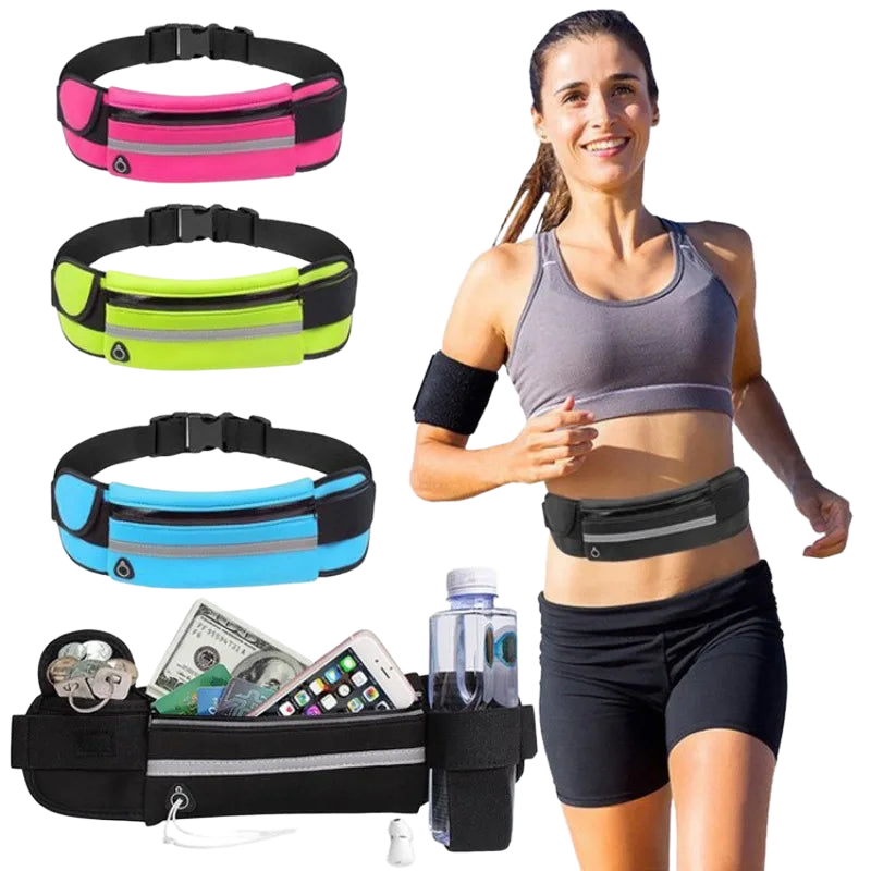 Riñonera Deportiva Impermeable Antirrobo con Portabotellas para Running