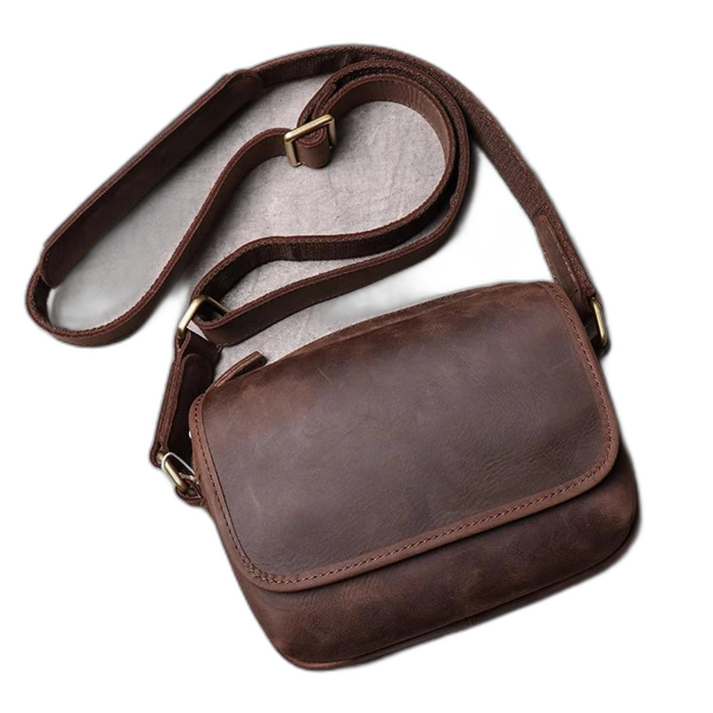 Riñonera de Cuero Vintage para Hombre - Bolso Bandolera con Cierre de Solapa