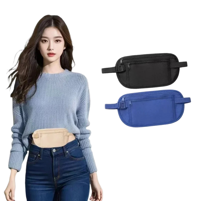 Riñonera Deportiva Antirrobo: Bolsa Cintura Invisible Fina para Correr con Funda Móvil y Bolsillo Oculto de Seguridad