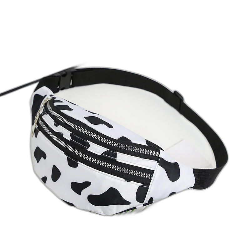 Riñonera de Moda para Mujer con Estampado de Vaca - Bolso Cintura Multifuncional