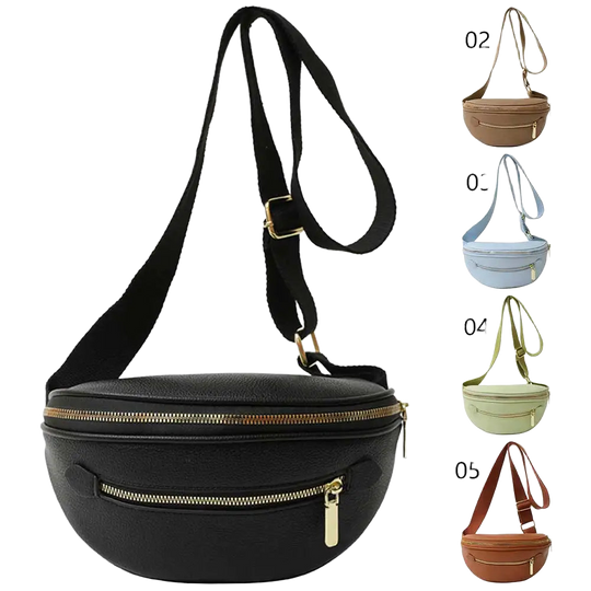 Riñonera de Viaje para Mujer de Cuero - Bolso Bandolera Elegante con Correa Ancha