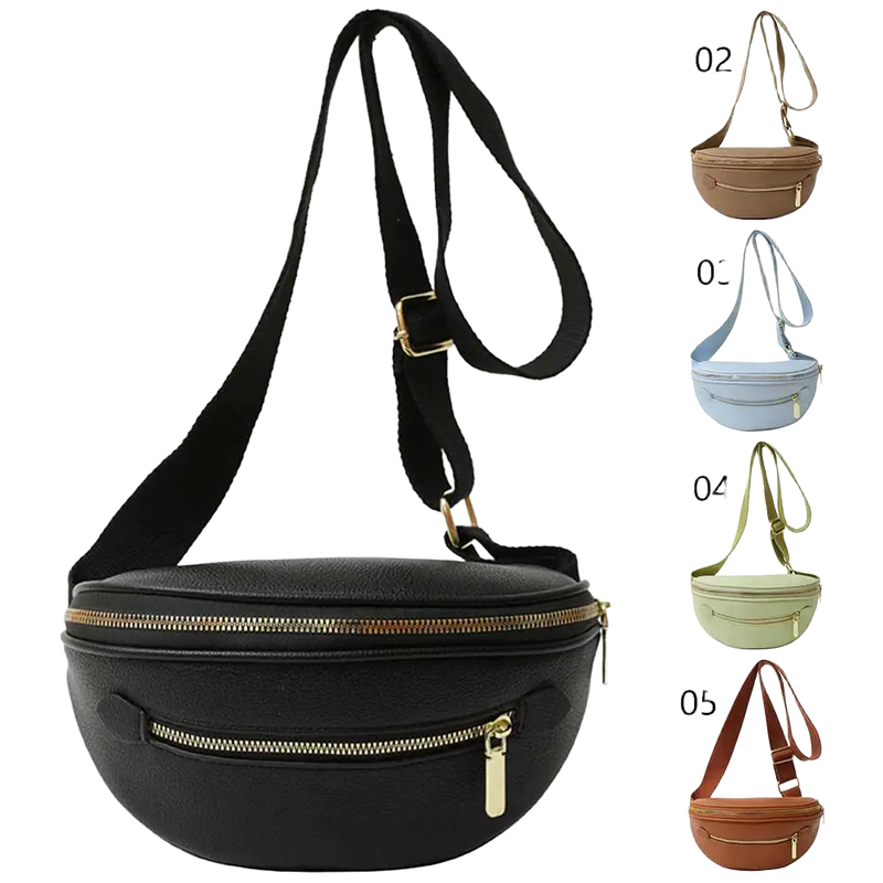 Riñonera de Viaje para Mujer de Cuero - Bolso Bandolera Elegante con Correa Ancha