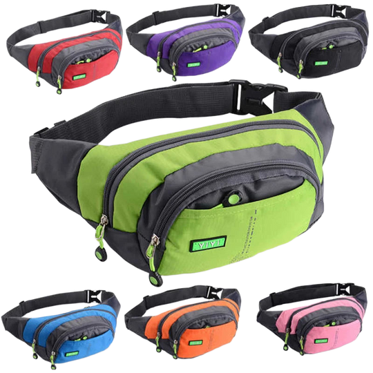 Riñonera de Viaje Impermeable Ajustable - Bolso Cintura Grande para Hombre y Mujer