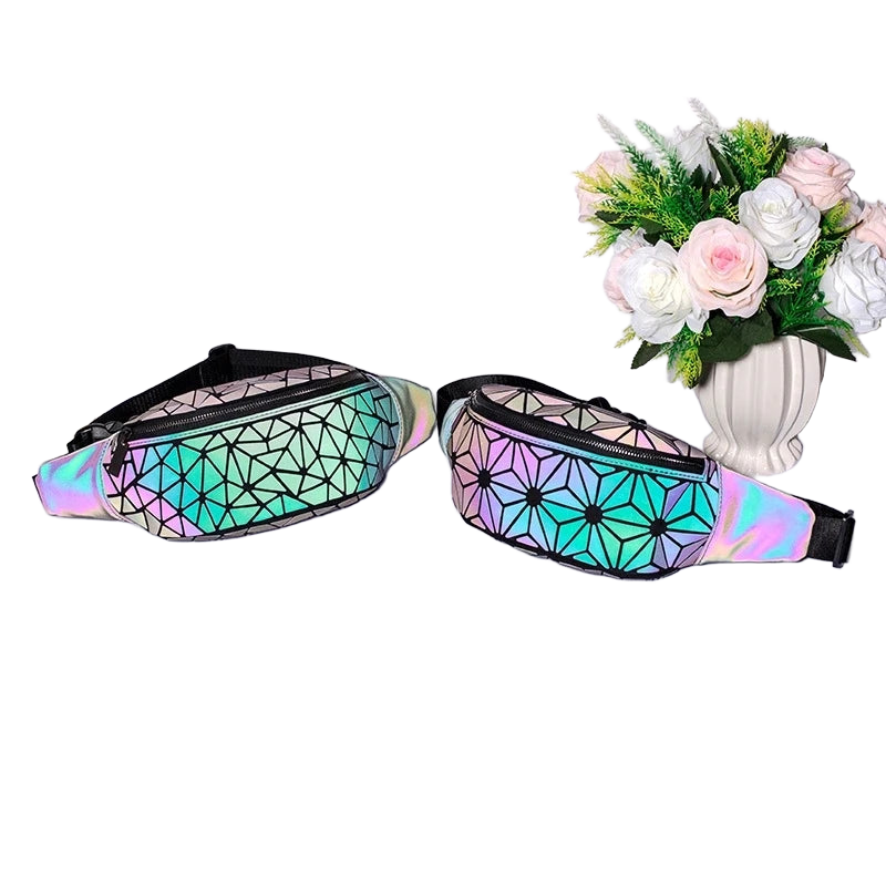 Riñonera Deportiva Luminosa Geométrica - Bolsa de Cintura Ligera para Hombre y Mujer