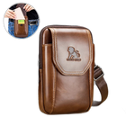 Riñonera de Cuero Genuino para Hombre - Bolso de Cintura Auténtico con Ganchos