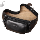 Riñonera de Cuero Genuino para Hombre - Bolso Pecho Pequeño para Viaje y Cartera para Tarjetas y Celular