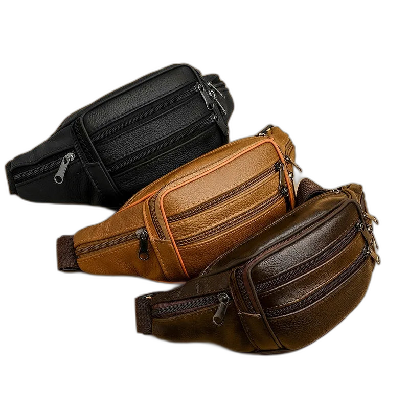Riñonera de Cuero Genuino para Hombre - Bolso Cruzado de Lujo con Múltiples Bolsillos