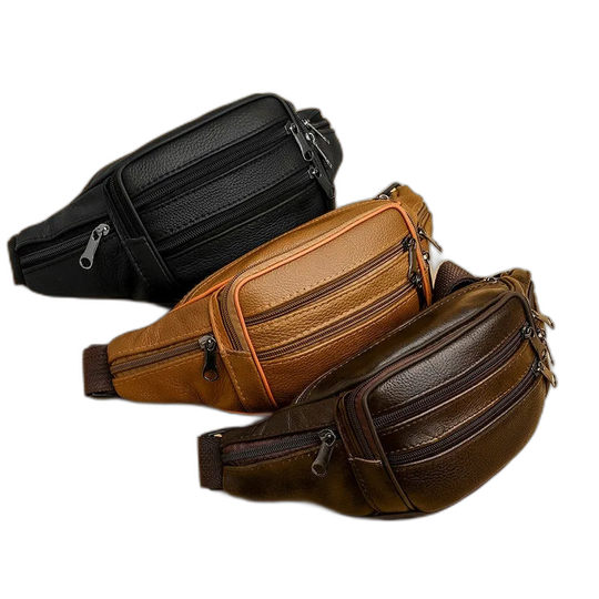 Riñonera de Cuero Genuino para Hombre - Bolso Cruzado de Lujo con Múltiples Bolsillos