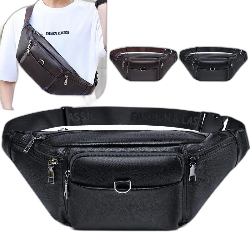 Riñonera de Cuero para Hombre - Bolso Cinturón Retro, Elegante y Duradero