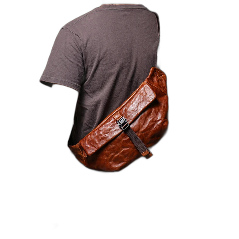 Riñonera de Cuero Vintage para Hombre - Bolso Bandolera Multifuncional