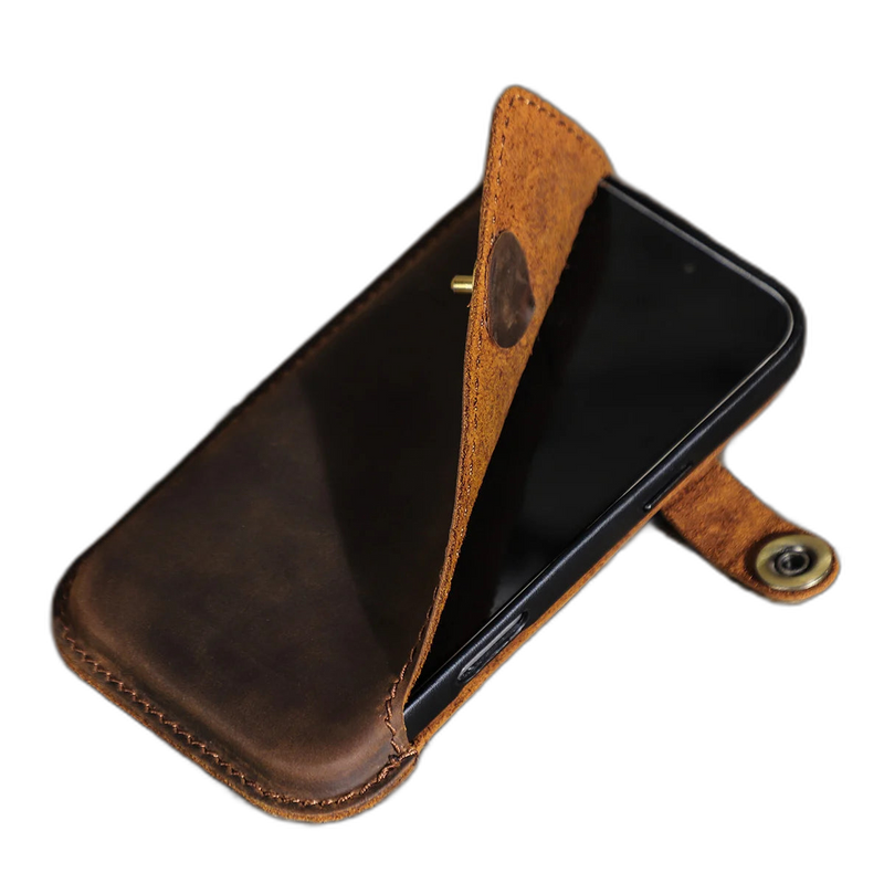 Riñonera de Cuero Genuino para Hombre - Bolsa para Teléfono 6.7