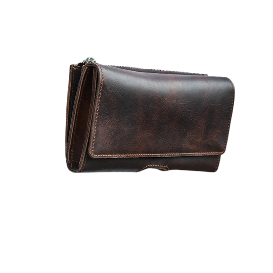 Riñonera de Viaje para Hombre de Cuero Genuino - Bolsa de Cintura con Bolsillo para Teléfono