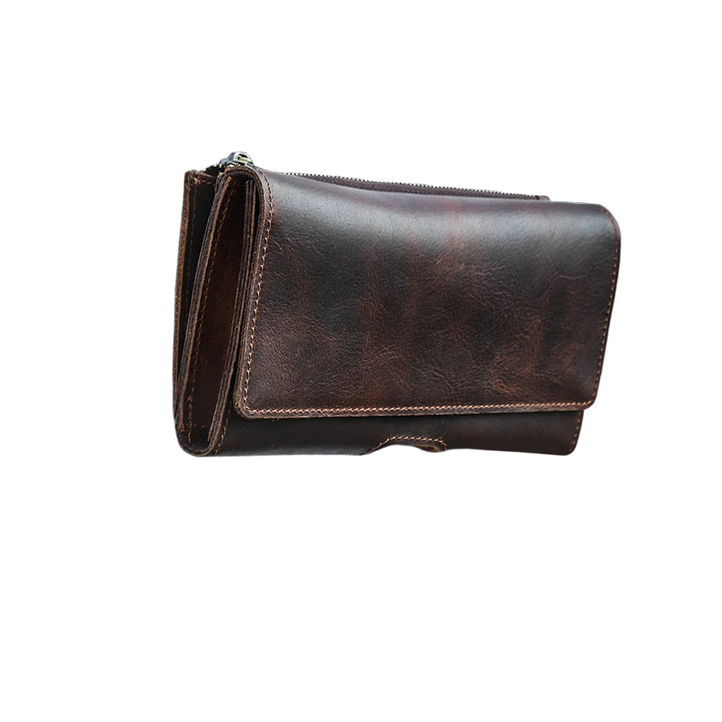 Riñonera de Viaje para Hombre de Cuero Genuino - Bolsa de Cintura con Bolsillo para Teléfono