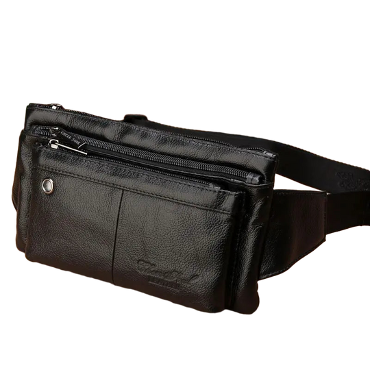 Riñonera de Viaje para Hombre de Cuero Genuino - Bandolera Delgada y Retro