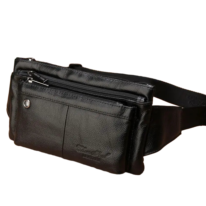 Riñonera de Viaje para Hombre de Cuero Genuino - Bandolera Delgada y Retro