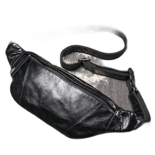 Riñonera de Cuero Genuino para Hombre - Bolso Bandolera Cruzado Grande con Múltiples Compartimentos