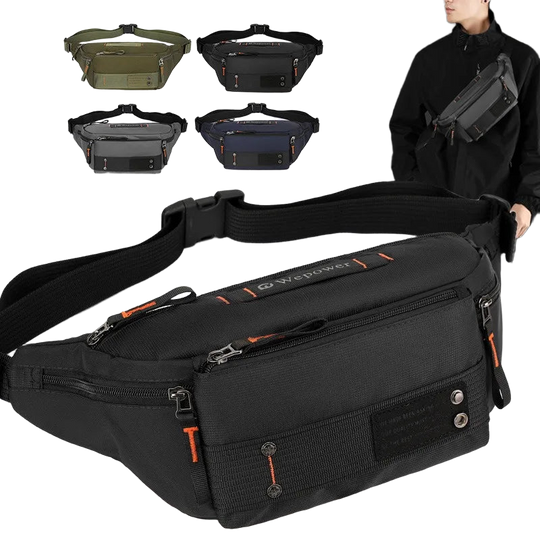 Riñonera de Viaje para Hombre de Nylon - Bolso de Cintura Multifuncional y Resistente