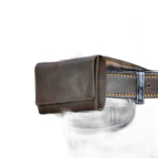 Riñonera de Viaje para Hombre de Cuero Genuino - Bolsa de Cintura con Bolsillo para Teléfono