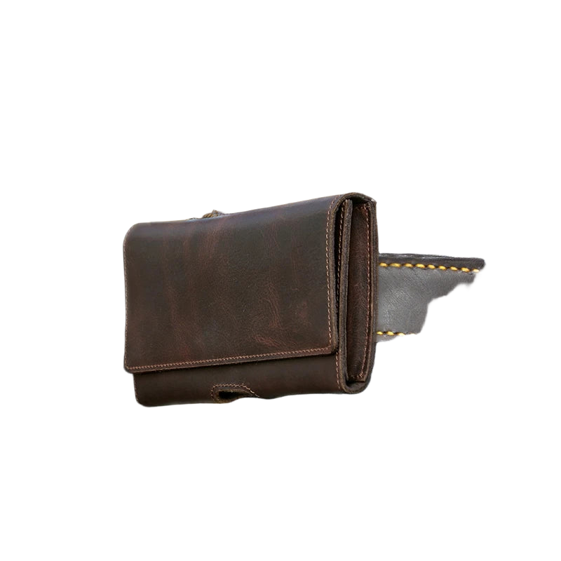 Riñonera de Viaje para Hombre de Cuero Genuino - Bolsa de Cintura con Bolsillo para Teléfono