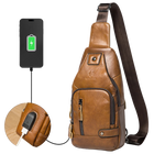 Riñonera de Viaje para Hombre de Cuero Genuino con Puerto USB