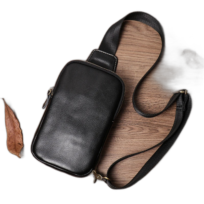 Riñonera de Cuero Genuino para Hombre - Bolso Bandolera Pequeño y Elegante
