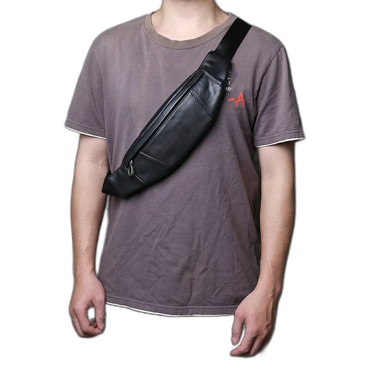 Riñonera de Cuero Genuino para Hombre - Bolso Multifuncional Natural