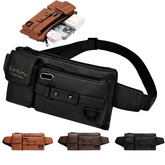 Riñonera de Viaje para Mujer de Cuero - Bolso Bandolera Grande Multifuncional