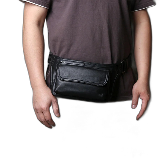 Riñonera de Cuero Genuino para Hombre - Bolso de Cintura y Pecho de Cuero Suave