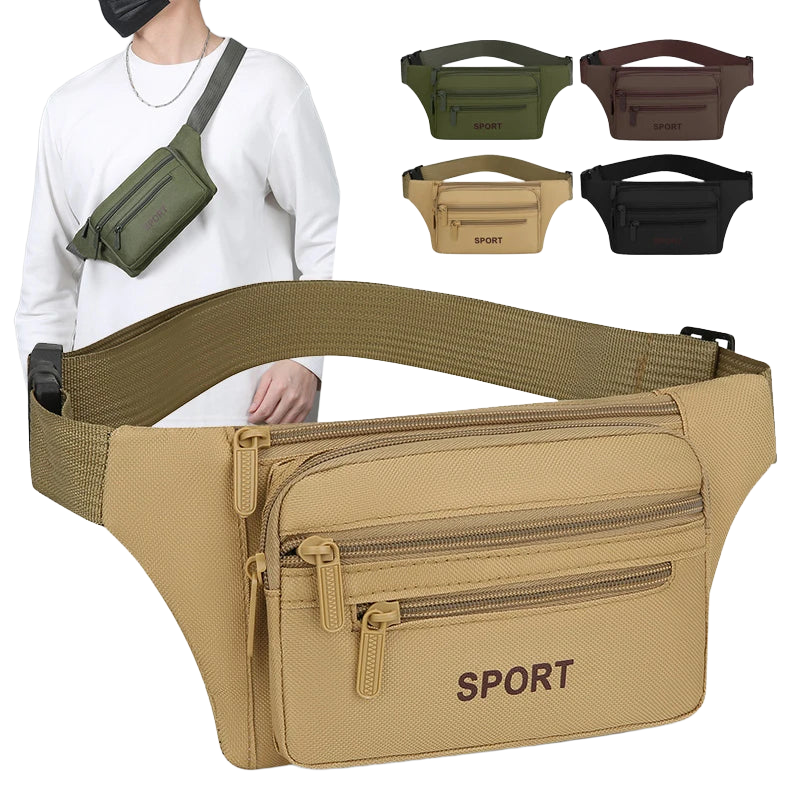 Riñonera Deportiva Multibolsillo Unisex – Bolsa de Cintura para Móvil y Monedas, Ideal para Running, Viajes, Camping y Senderismo