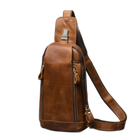 Riñonera de Cuero Genuino Crazy Horse para Hombre - Bolso Bandolera Vintage Retro, Compatible con iPad 7.9 Pulgadas