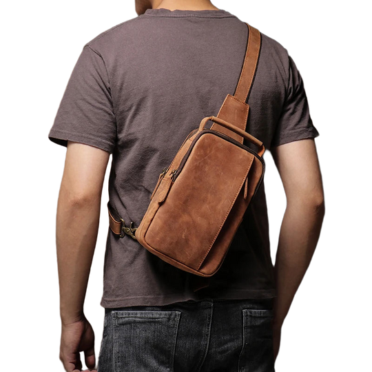 Riñonera de Viaje para Hombre de Cuero Genuino - Bolso Bandolera Vintage de Lujo