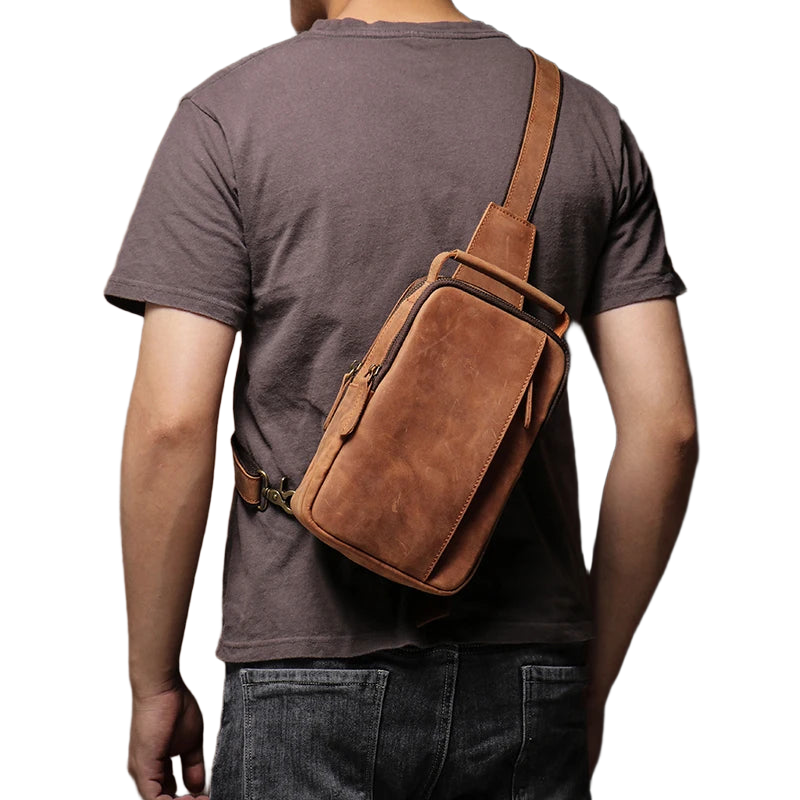 Riñonera de Viaje para Hombre de Cuero Genuino - Bolso Bandolera Vintage de Lujo