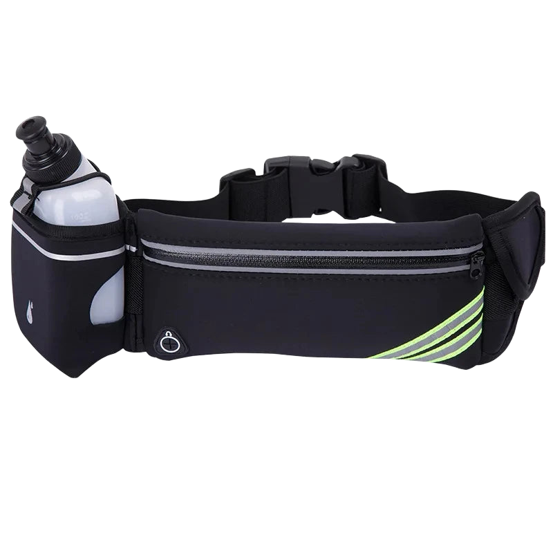 Riñonera Deportiva Impermeable con Botella de Hidratación y Funda para Móvil - Cinturón Running para Hombre y Mujer