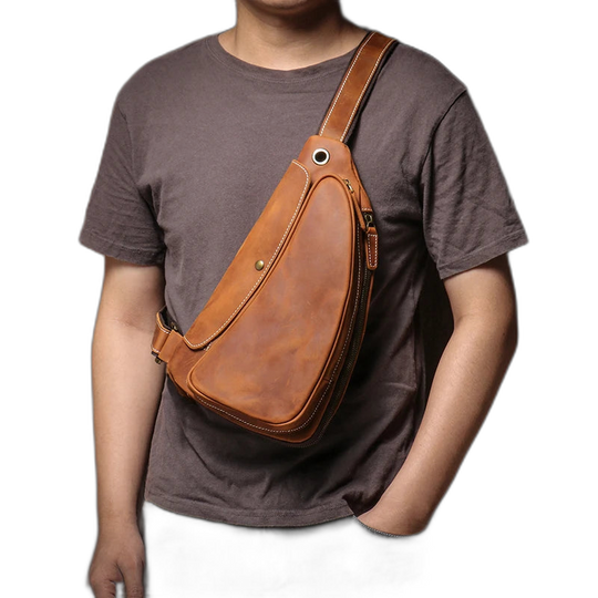 Riñonera de Viaje para Hombre de Cuero Genuino - Bolso Bandolera Vintage