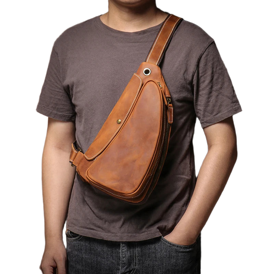 Riñonera de Viaje para Hombre de Cuero Genuino - Bolso Bandolera Vintage