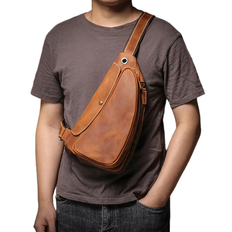Riñonera de Viaje para Hombre de Cuero Genuino - Bolso Bandolera Vintage