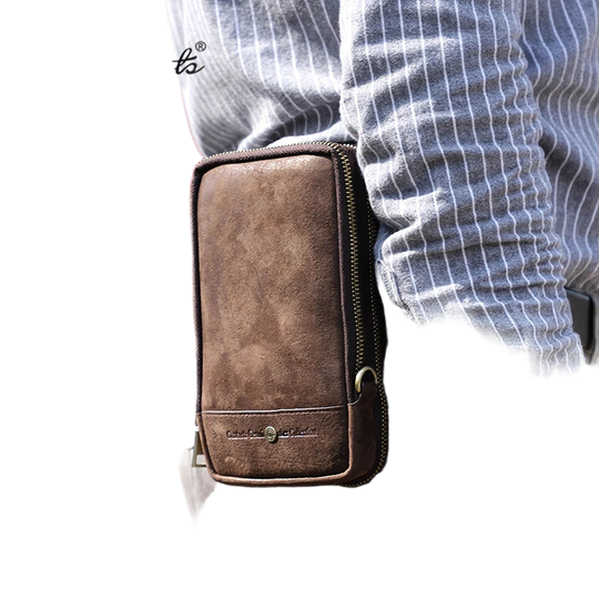 Riñonera de Viaje para Hombre de Cuero Genuino - Bolsa Multifuncional con Cinturón