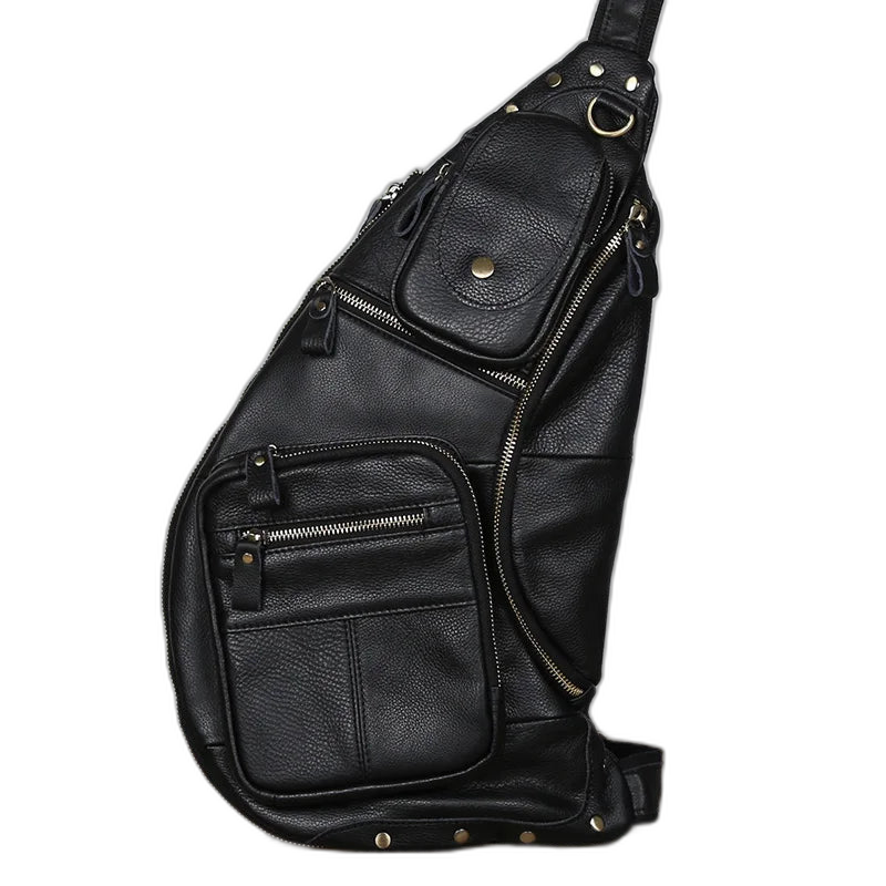 Riñonera de Cuero para Hombre - Bolso Bandolera Media Luna con Múltiples Bolsillos