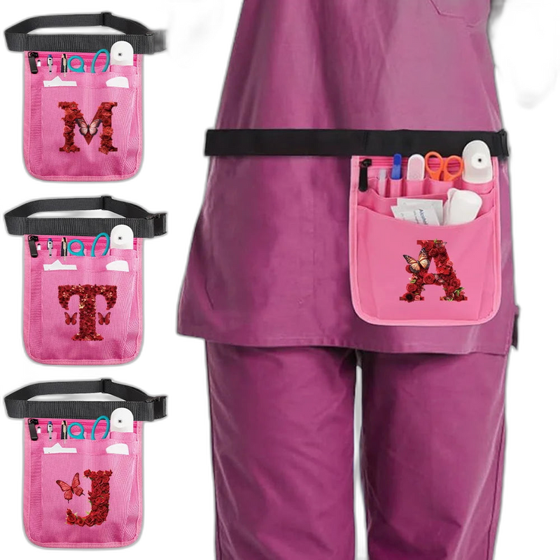 Riñonera de Enfermera con Múltiples Bolsillos - Serie Rosas Rojas