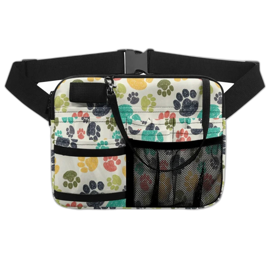 Riñonera de Enfermera para Mujer con Estampado de Patas de Perro - Bolsa Médica Personalizada para Estetoscopios, Vendas y Tijeras