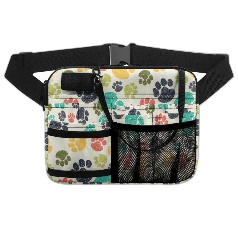 Riñonera de Enfermera para Mujer con Estampado de Patas de Perro - Bolsa Médica Personalizada para Estetoscopios, Vendas y Tijeras